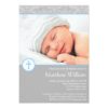 Gray Blue Damask Cross Boy Photo Baptism Invitation Card