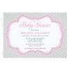 Gray Chevron Pink Frame Baby Shower Invitation Card