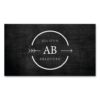 Hip & Edgy Monogram Logo With Arrow On Black Wood Double-Sided Standard Business Cards (Pack Of 100)