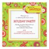 Holiday Retro Red & Green Polka Dot Party Square Paper Invitation Card