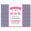 Hot Pink And Navy Modern Chevron Save The Date Postcard