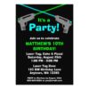 Laser Tag Blue Green Birthday Party Invitation Card