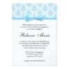Light Blue Damask Ribbon Bow Bat Mitzvah Invitation Card