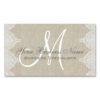 Linen Lace Simple Plain Monogram Double-Sided Standard Business Cards (Pack Of 100)