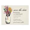 Mason Jar & Autumn Wildflowers Save The Date Invitation Card