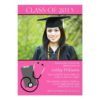 Medical Nursing School Pink Photo Graduation Invitation Card