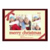 Merry Christmas 3 Photo Red Ribbon Holiday Card Invitation Card