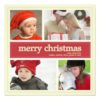 Merry Christmas Antique & Red 4 Photo Greeting Square Paper Invitation Card