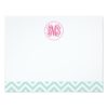 Mint And Pink Chevron Monogram Note Cards Invitation Card