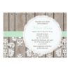 Mint Wood Lace Rustic Bridal Shower Invitation Card
