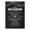 Modern Chalkboard String Lights Engagement Party Invitation Card