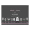 Modern Cocktail Party Bridal Shower Charcoal Pink Invitation Card