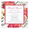 Modern Floral Bridal Shower Hot Pink Square Paper Invitation Card