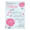 Modern Floral Pink & Gray Fancy Birthday Party Invitation Card