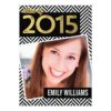 Modern Gold Black Herringbone Photo Graduation Paper Invitation Card