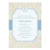 Monogram Damask Baptism/Christening Invite - Blue Invitation Card