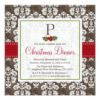 Monogrammed Holly Berry Christmas Party Invitation Square Invitation Card