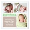 Multiple Photo Birth Announcement | Green Taupe Square Invitation Card