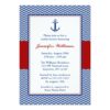 Nautical Chevron Anchor Blue Red Bridal Shower Invitation Card