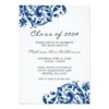 Navy Blue And Black Swirl Graduation Announcement Invitation Card