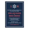 Navy Blue And Coral Nautical Wedding Invitation Card