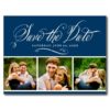 Navy Blue Photo Save The Date | Calligraphy Script Postcard