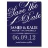 Navy Blue Vintage Script Save The Date Postcard