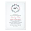 Navy & Red Floral Monogram Wedding Invitation Card
