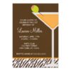 Orange Martini And Zebra Pattern Invitation Card