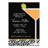 Orange Martini And Zebra Pattern Invitation Card