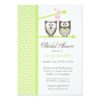 Owl Bridal Shower Lime Chevron Invitation Card