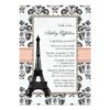 Parisian Coral Peach Bridal Shower Invitation Card