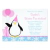 Penguin Blue Snowflakes Winter Onederland Birthday Invitation Card