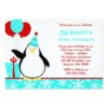 Penguin Teal Snowflakes Winter Onederland Birthday Invitation Card