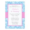 Pink And Blue Snowflakes Winter Onederland Invitation Card