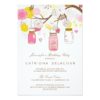 Pink And Yellow Mason Jars Birthday Invitation Card
