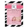 Pink Baby Girl Birth Announcement Zebra Pattern Invitation Card