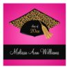 Pink Black Leopard Cap Graduation Announcement Square Invitation Card