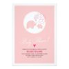 Pink Elephants Hearts Girl Baby Shower Invitation Card