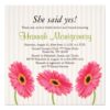 Pink Gerbera Daisy Bridal Shower Invitations Square Invitation Card