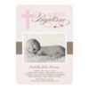 Pink Holy Baptism Christening Photo Invitation Card