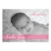 Pink Modern Baby Girl Announcement Invitation Card