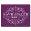 Plum Purple Save The Date | Swirl And Flourish Postcard