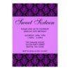 Purple And Black Damask Sweet Sixteen Birthday Invitation Card