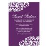 Purple And White Swirl Flourish Sweet 16 Birthday Invitation Card