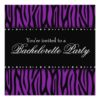 Purple Zebra Diamonds Bachelorette Party Square Paper Invitation Card