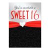 Red And Black Floral Damask Diamond Heart Invitation Card