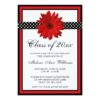 Red Daisy Polka Dots Graduation Announcement Invitation Card