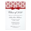 Red Damask Bow Graduation Announcement Invitation Card