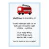 Red Fire Truck Blue Border Birthday Boy Invitation Card